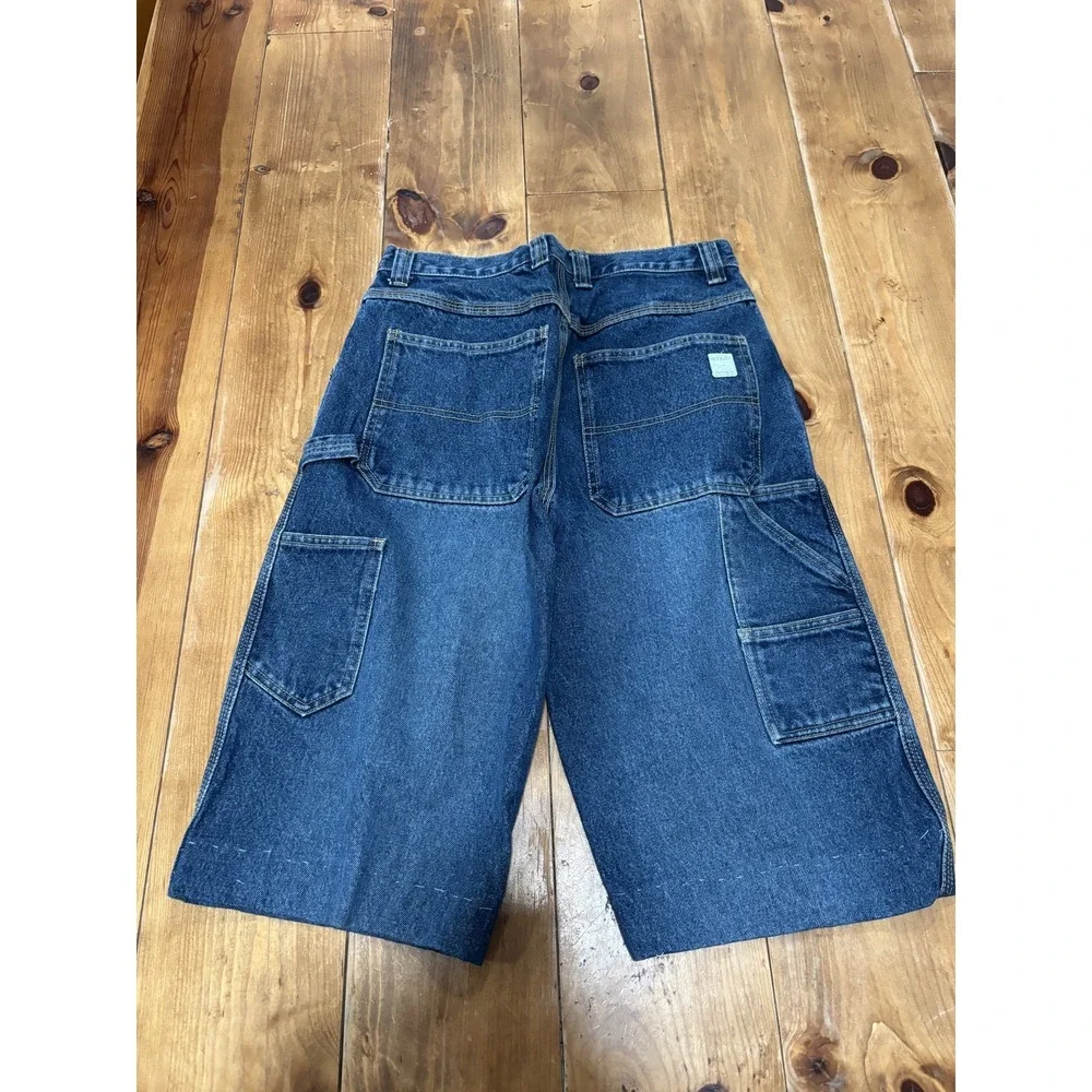 Old Navy Boys Carpenter Denim Shorts Size 18 Blue Pockets Belt Loops